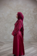 Floral Lace Wedding Dress - Crystal Red