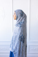 New Printed Chiffon Hijab - Azure Bloom