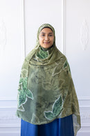 New Printed Chiffon Hijab - Emerald Leaf