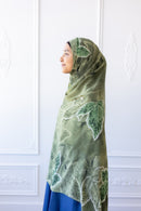 New Printed Chiffon Hijab - Emerald Leaf
