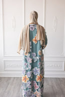 Floral Bloom Glam Abaya – Dusty Blue