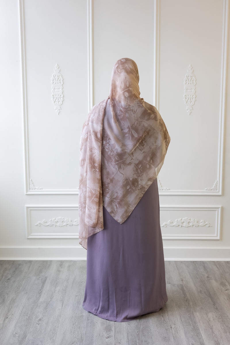 Glam Abaya Floral Embellished sleeve - Lavender