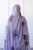 New Printed Chiffon Hijab - Violet Bloom (Glitter)