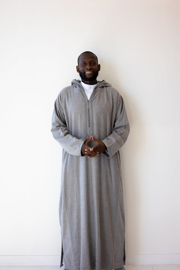 Sample Sale - Moroccan Hand Stitched Milifa Hoodie Grey