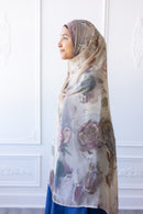 New Printed Chiffon Hijab - Blush Garden