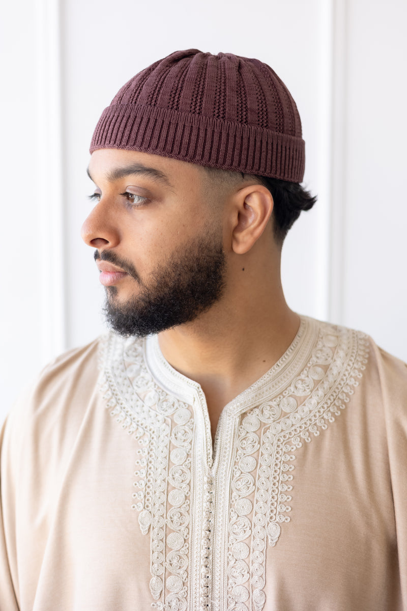 TrueFit Brimless Kufi Skullcap (Brown)