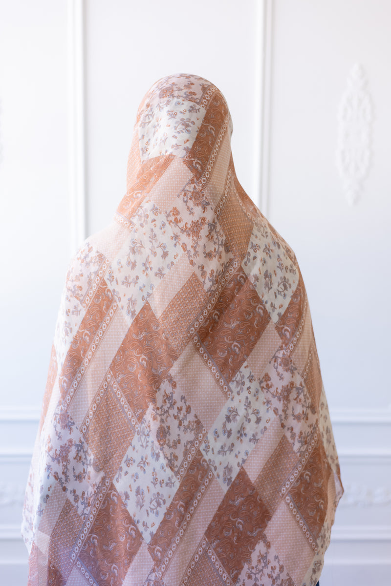 New Printed Chiffon Hijab - Rustic Patchwork