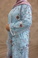 3D Couture Glam Abaya - Powder Blue