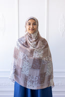New Printed Chiffon Hijab - Mocha Patchwork