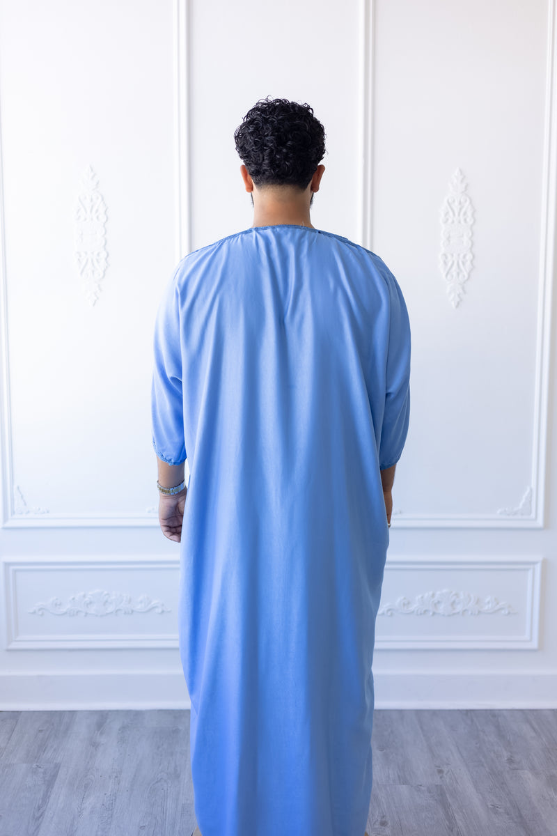 Sultan Moroccan 3/4 Sleeve Thobe (Sky Blue)