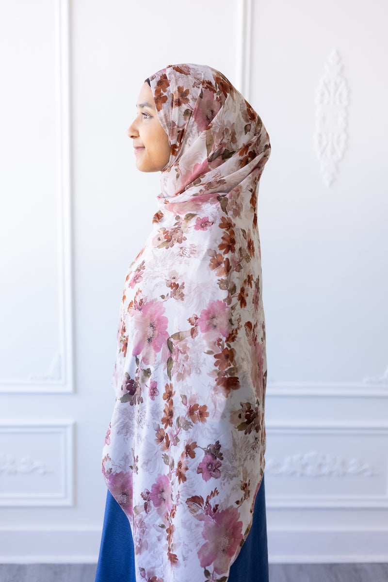 New Printed Chiffon Hijab - Blossom Charm