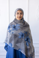 New Printed Chiffon Hijab - Sapphire Bloom