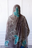 New Printed Chiffon Hijab - Teal Leaf