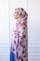 New Printed Chiffon Hijab - Blossom Rose