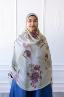 New Printed Chiffon Hijab - Rose Mist