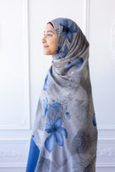 New Printed Chiffon Hijab - Sapphire Bloom
