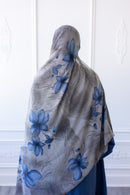 New Printed Chiffon Hijab - Sapphire Bloom