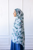 New Printed Chiffon Hijab - Mint Blossom