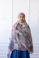 New Printed Chiffon Hijab - Mauve Blossom