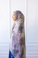 New Printed Chiffon Hijab - Mauve Blossom