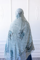 New Printed Chiffon Hijab - Aqua Bloom