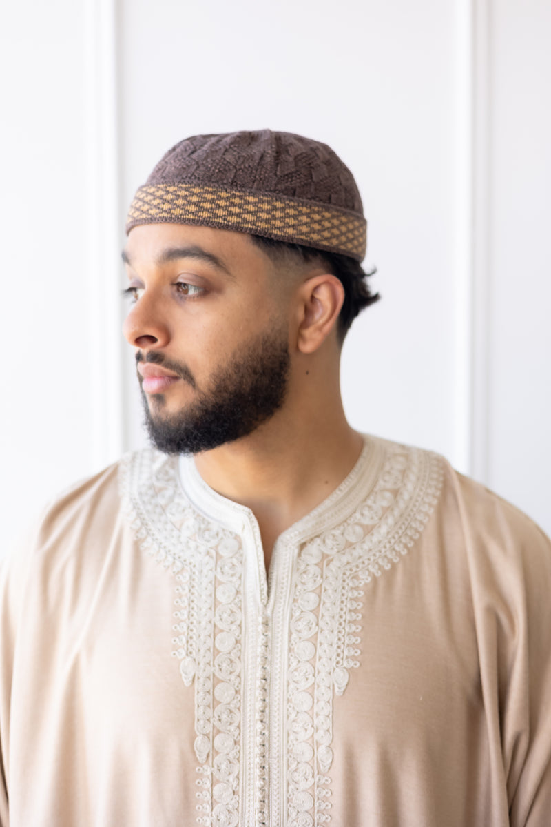 TrueFit Brimless Kufi Skullcap (Brown)