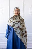 New Printed Chiffon Hijab - Vintage Rosevine