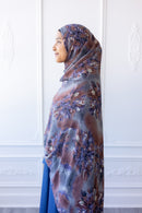 New Printed Chiffon Hijab - Twilight Blossom