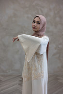 Lace Embellished Glam Abaya - Beige