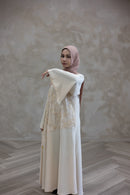 Lace Embellished Glam Abaya - Beige