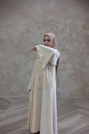 Lace Embellished Glam Abaya - Beige