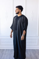 Sultan Moroccan 3/4 Sleeve Thobe (Charcoal Black)