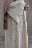 Lace Embellished Glam Abaya - Beige