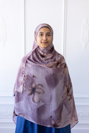 New Printed Chiffon Hijab - Mauve Flora