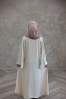 Lace Embellished Glam Abaya - Beige