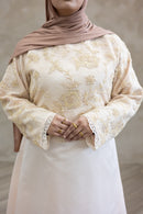 Floral Lace Wedding Dress - Cream