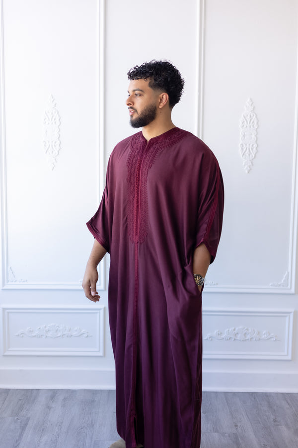 Sultan Moroccan 3/4 Sleeve Thobe (Maroon)