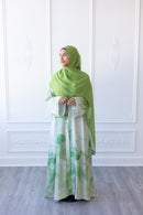 Cotton Blend Kimono Abaya - Green Meadow