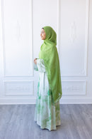 Cotton Blend Kimono Abaya - Green Meadow