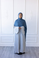 Pleated Plain Abaya (Light Grey)