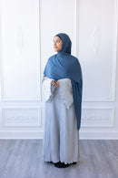Pleated Plain Abaya (Light Grey)