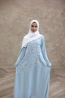 Stone Embellished Glam Abaya - Sky Blue