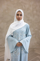 Stone Embellished Glam Abaya - Sky Blue