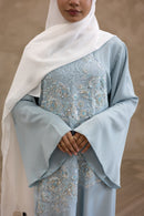 Stone Embellished Glam Abaya - Sky Blue
