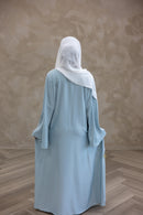 Stone Embellished Glam Abaya - Sky Blue