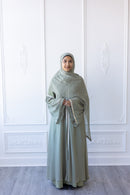 SALE Chiffon Layered Glam Abaya (Olive Green) *SLEEVE Varies*