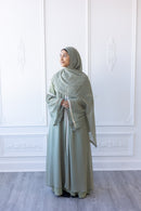 SALE Chiffon Layered Glam Abaya (Olive Green) *SLEEVE Varies*