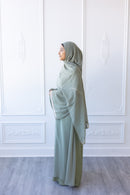 SALE Chiffon Layered Glam Abaya (Olive Green) *SLEEVE Varies*