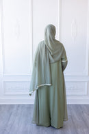 SALE Chiffon Layered Glam Abaya (Olive Green) *SLEEVE Varies*