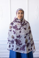 New Printed Chiffon Hijab - Plum Blossom